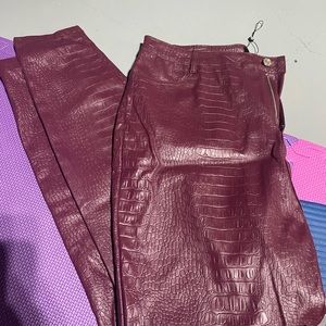 alligator print faux leather pants